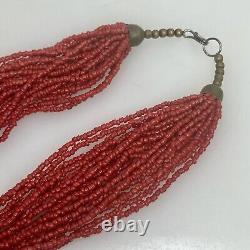 Vintage 20 Strand Coral Bead Necklace 90193