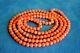 Vintage 32 Long 5mm Natural Orange Coral 26 Gram Carved Beads Estate Necklace