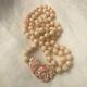 Vintage 32 Opera Length Sterling Carved Angel Skin Coral Necklace 10 Mm Beads