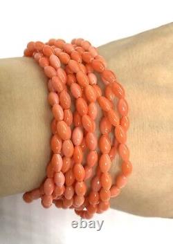 Vintage 3 Stand Twisted Coral Necklace 24.5/8 40.09g