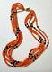 Vintage 5t Carved Salmon Coral Black Onyx 8k Gold Clasp 3mm Beads 17 Necklace