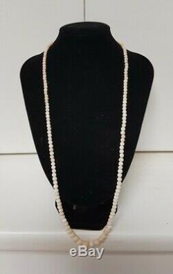 Vintage 60cm Sterling Silver Genuine Blush Angel Skin Coral Bead Necklace 19grms