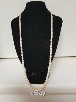 Vintage 60cm Sterling Silver Genuine Blush Angel Skin Coral Bead Necklace 19grms