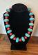 Vintage 800 Silver & Chunky Turquoise & Coral Bead  Statement Necklace, 21.5