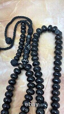 Vintage 99 Prayer Beads Yemeni old Black Coral worry beads necklace