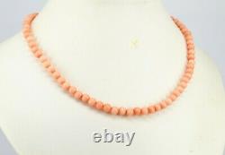 Vintage 9ct Gold Coral Bead Necklace Lovely Genuine Natural