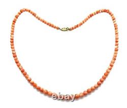 Vintage 9ct Yellow Gold Natural Salmon Pink Coral Ascending Choker Necklace