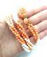 Vintage Angel Skin Coral Three Strand White Peach Pink Beaded Necklace