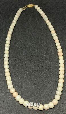 Vintage Angel Skin Coral Bead Matinee Necklace