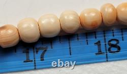 Vintage Angel Skin Coral Beaded Necklace 20 Peach Color Gold Tone Clasp