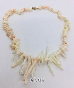 Vintage Angel Skin White Branch Coral Beaded Necklace