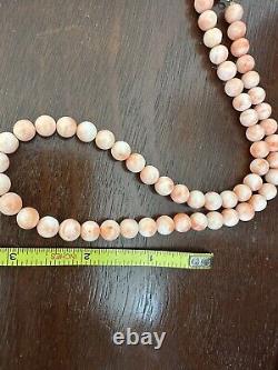 Vintage Antique Angel Skin Coral Bead Necklace Jewelry 33.18 g