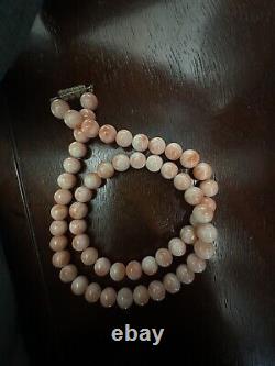 Vintage Antique Angel Skin Coral Bead Necklace Jewelry 33.18 g