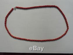 Vintage Antique Natural Carved Red Coral Beads Necklace 20 Long- 30 Grams