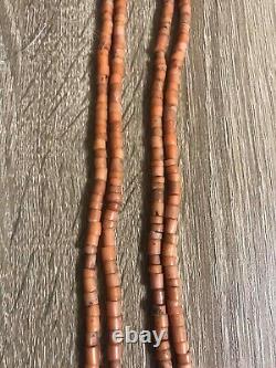 Vintage Antique Natural Carved Red Coral Beads Necklace 48 Grams