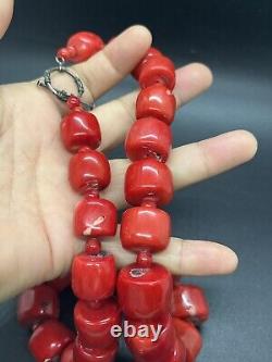 Vintage Bamboo Coral Necklace Polished /22long/ Chunky Beads