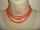 Vintage Bead Salmon Natural Coral 3 Strands Necklace With Clasp