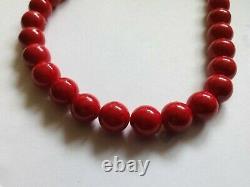 Vintage Beautiful Natural Red Coral Necklace with huge Beads 12.2 mm