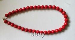 Vintage Beautiful Natural Red Coral Necklace with huge Beads 12.2 mm
