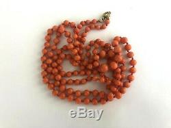 Vintage Beautiful Natural Salmon Coral Beads Necklace Long