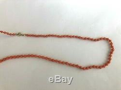 Vintage Beautiful Natural Salmon Coral Beads Necklace Long