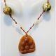 Vintage Belle Costes Asian Hand Carved Coral Beaded Mother Of Pearl Necklace 20