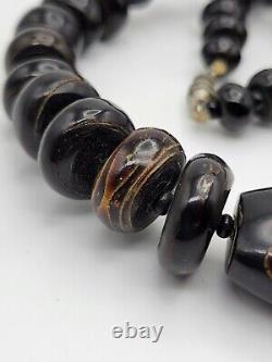 Vintage Black Coral Beaded Chunky Necklace