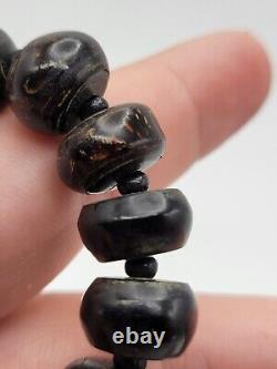 Vintage Black Coral Beaded Chunky Necklace