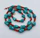 Vintage Blue Turquoise & Red Coral Beaded Necklace