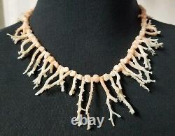 Vintage Branch Coral Pink Branch Skin Coral Bead Necklace (no clasp)