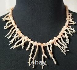 Vintage Branch Coral Pink Branch Skin Coral Bead Necklace (no clasp)