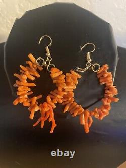 Vintage Branch Coral necklace Matching Earrings Set Rare From Hawaii 20