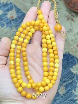 Vintage Butterscotch Amber Necklace Mala 108 Beads 24.5 Grams
