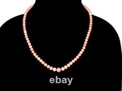 Vintage C1950 Natural Salmon Coral Bead Necklace w 14K Gold & Coral Bead Closure