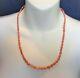 Vintage Carved Red Pink Coral Tulip Flower Beads Beaded Graduated Necklace