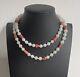 Vintage Chinese Hetian Pure White Jade & Orange Salmon Coral Nuggets Necklace