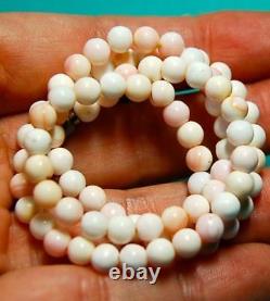 Vintage Chinese Natural Pink Angel Skin Coral Bead Necklace 18g 5mm 16