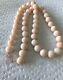 Vintage Chinese Natural Pink Angel Skin Coral Bead Necklace 86 Grams 20 10 Mm