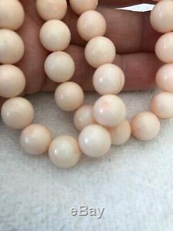 Vintage Chinese Natural Pink Angel Skin Coral Bead Necklace 86 Grams 20 10 mm