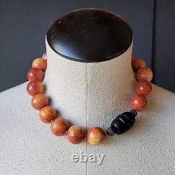 Vintage Chunky Natural Apple Coral Large Bead Choker Necklace