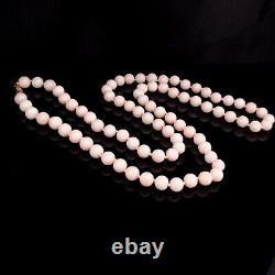 Vintage Coral 14k Yellow Gold Beaded Necklace Estate Mid Century Retro 31 Long