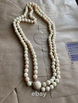 Vintage Coral Bead Necklace with 14k Gold Clasp