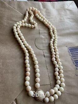 Vintage Coral Bead Necklace with 14k Gold Clasp