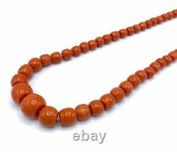 Vintage Coral Bead Necklace with GIA Report