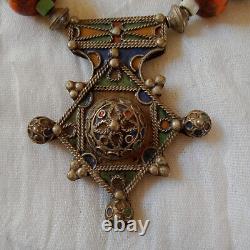 Vintage Coral Beads Necklace Moroccan Handcrafted Berber Tribal Jewelry Afric