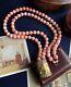 Vintage Coral Beads Women's Jewelry Necklace Clasp Gilt Silver 800 Italy 155 Gr