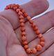 Vintage Coral Necklace Graduated Knotted Beads 9ct Gold Barrel Clasp 22 1/2