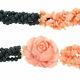 Vintage Coral Onyx Bead Necklace W Carved Flower Clasp 2 Tone Eye Catching