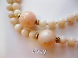 Vintage Coral Pink Angel Skin 31 Beaded Necklace Authentic 6mm and 11mm 50g