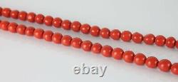 Vintage Czechoslovakia Bohemian Red Coral Glass Bead Necklace Rare